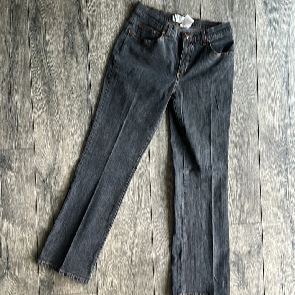 Soft Surroundings jeans, blue gray, dark denim size medium petite bikercore